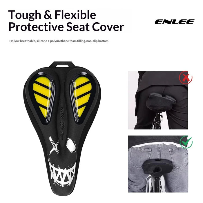 ENLEE EN-330 Bicycle Seat Cover Waterproof Padded Cushion for Road Mountain Bike Universal Anti-Pain Saddle Cover - Silver Label - 5