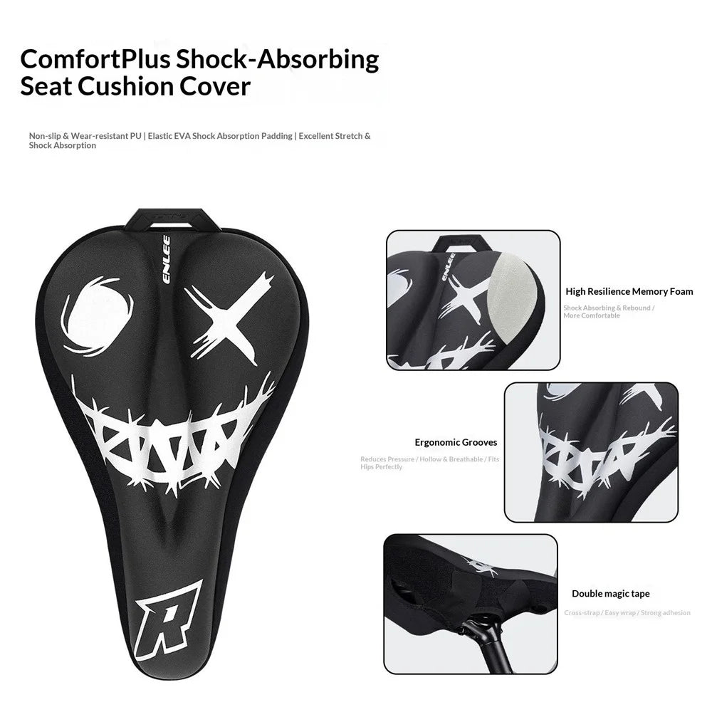 ENLEE EN-350 Bicycle Seat Cover Comfort Leather Full Wrap Saddle Cushion for Mountain / Road Bikes Cycling Equipment - Silver Label - 6