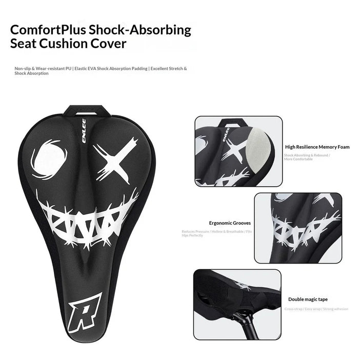 ENLEE EN-350 Bicycle Seat Cover Comfort Leather Full Wrap Saddle Cushion for Mountain / Road Bikes Cycling Equipment - Silver Label - 6