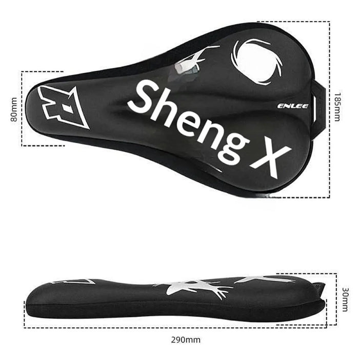 ENLEE EN-350 Bicycle Seat Cover Comfort Leather Full Wrap Saddle Cushion for Mountain / Road Bikes Cycling Equipment - Silver Label - 7