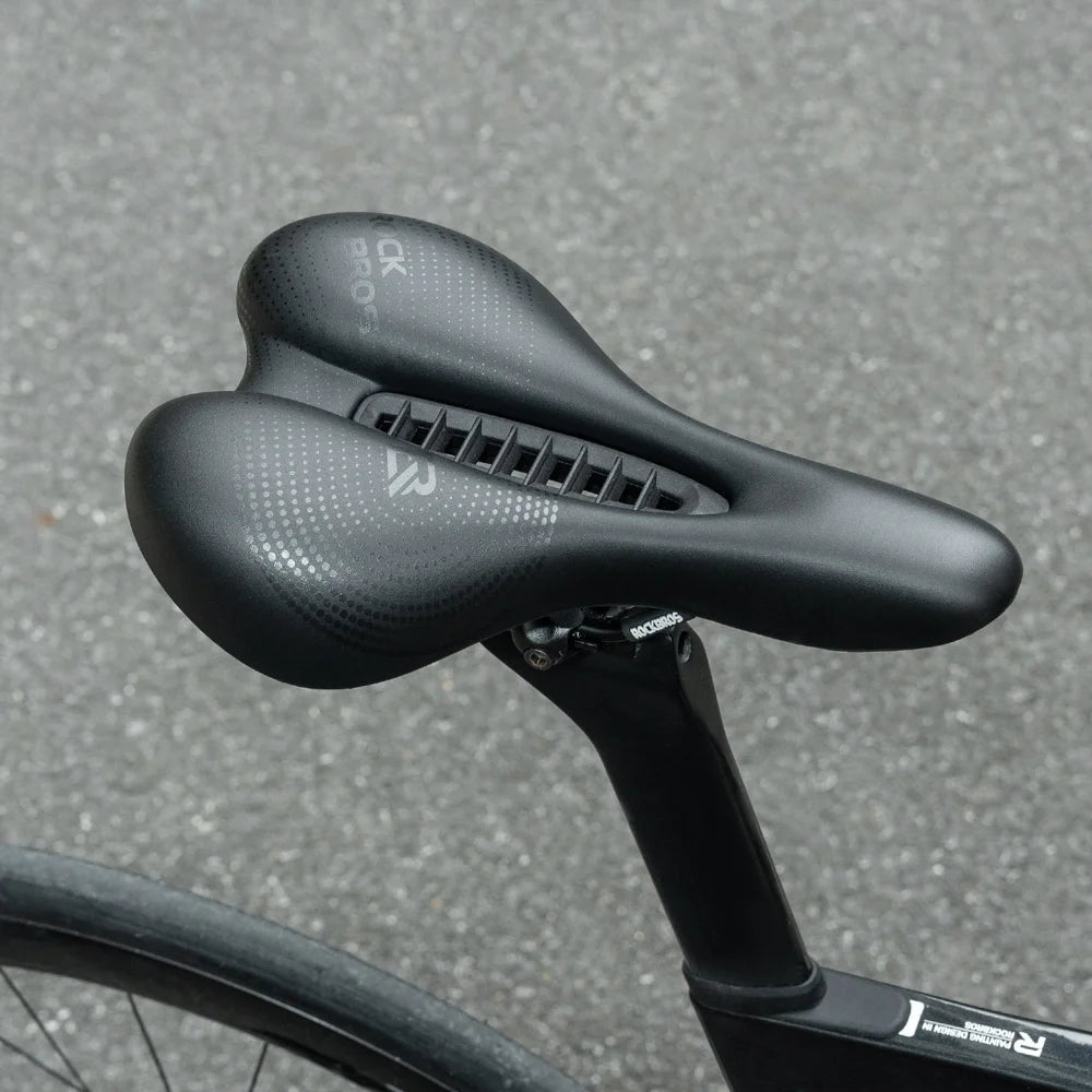 ROCKBROS 6868T PU Leather Bike Saddle Central Hollow Seat Cushion for Mountain Road Folding Bicycle - Black - 4