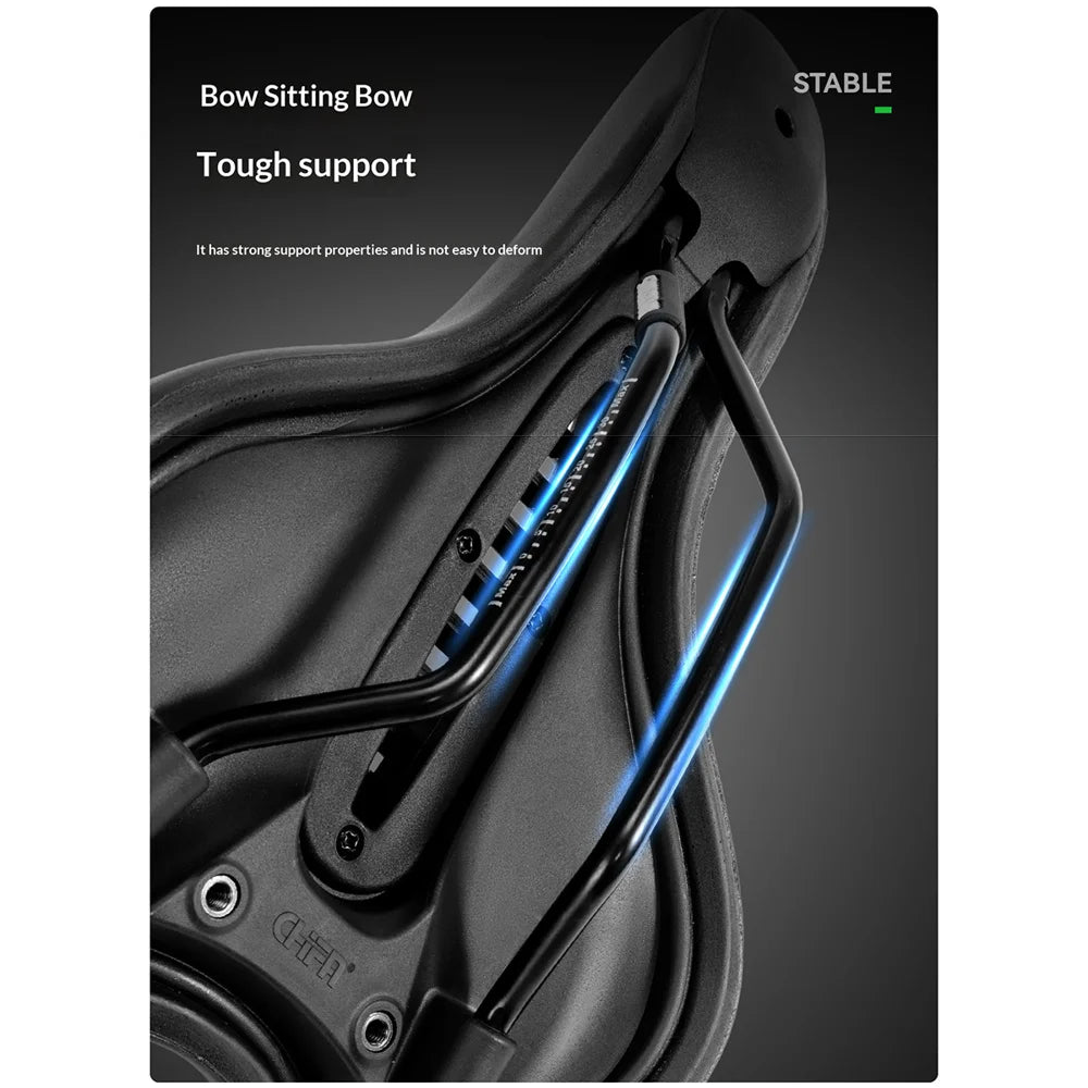 ROCKBROS 6868T PU Leather Bike Saddle Central Hollow Seat Cushion for Mountain Road Folding Bicycle - Black - 6