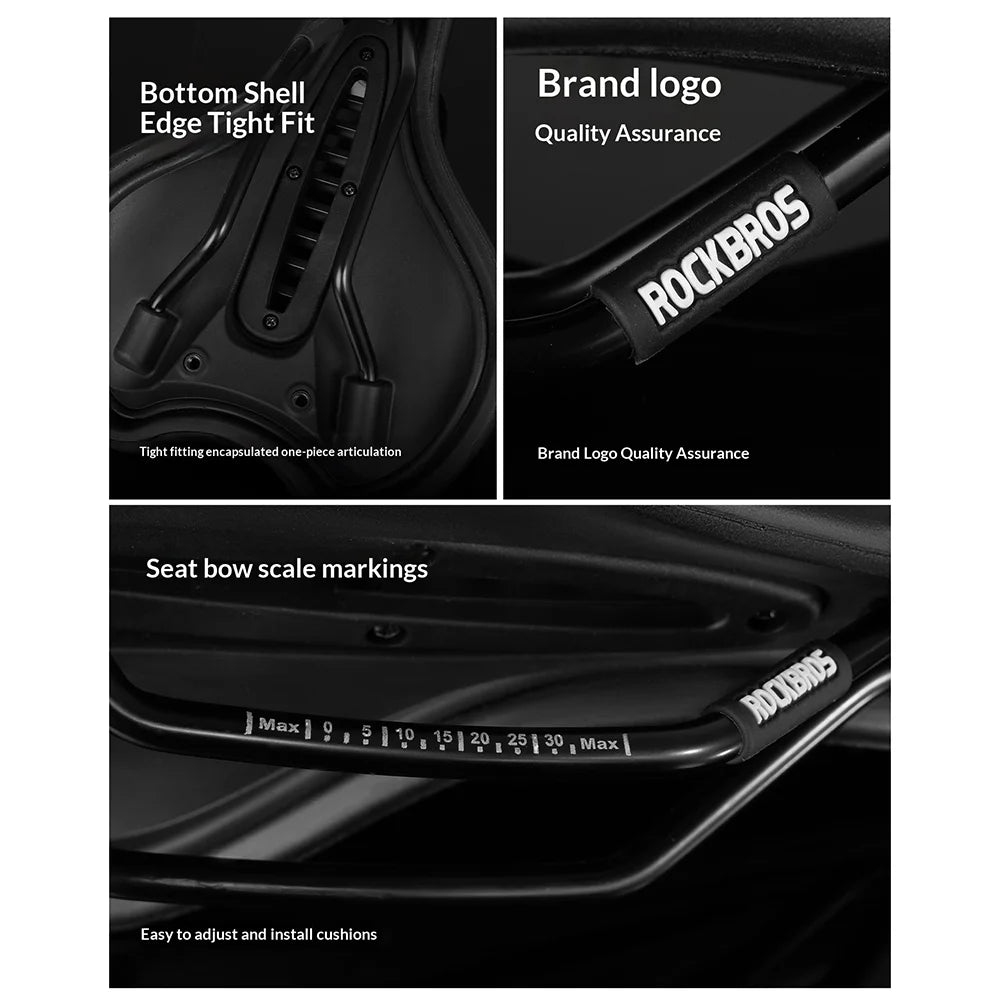 ROCKBROS 6868T PU Leather Bike Saddle Central Hollow Seat Cushion for Mountain Road Folding Bicycle - Black - 7
