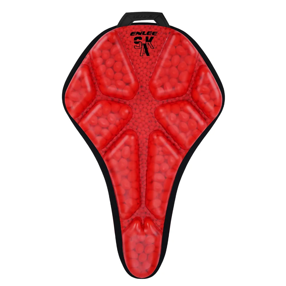 ENLEE Waterproof PU Leather Bicycle Saddle Cover Shock Absorbing Cushioned Seat Pad - Red - 1