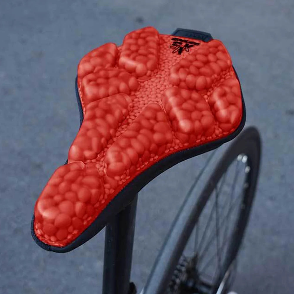 ENLEE Waterproof PU Leather Bicycle Saddle Cover Shock Absorbing Cushioned Seat Pad - Red - 2