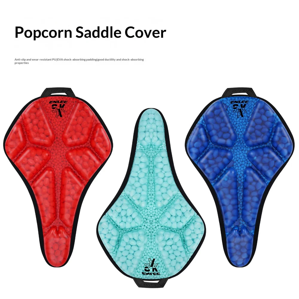 ENLEE Waterproof PU Leather Bicycle Saddle Cover Shock Absorbing Cushioned Seat Pad - Red - 6