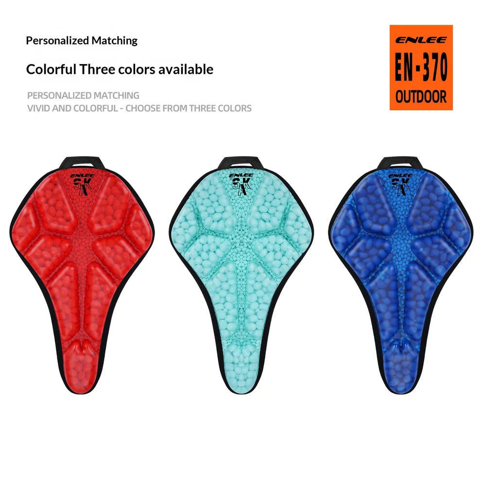 ENLEE Waterproof PU Leather Bicycle Saddle Cover Shock Absorbing Cushioned Seat Pad - Red - 7