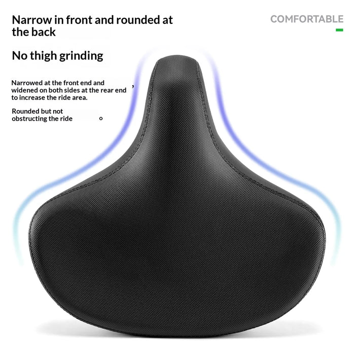 ROCKBROS Shock Absorption Bicycle Saddle Thick Cushioned PU Leather Bike Seat for Mountain Road Bike - Black - 6