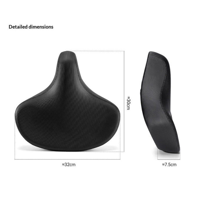 ROCKBROS Shock Absorption Bicycle Saddle Thick Cushioned PU Leather Bike Seat for Mountain Road Bike - Black - 7