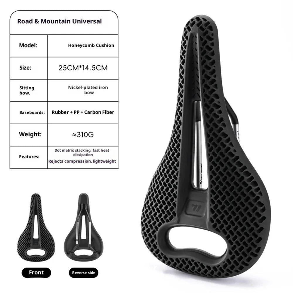 WEST BIKING YP08012653D Honeycomb Hollow Bike Saddle Breathable Seat Cushion for Road Mountain Bike - Black - 7