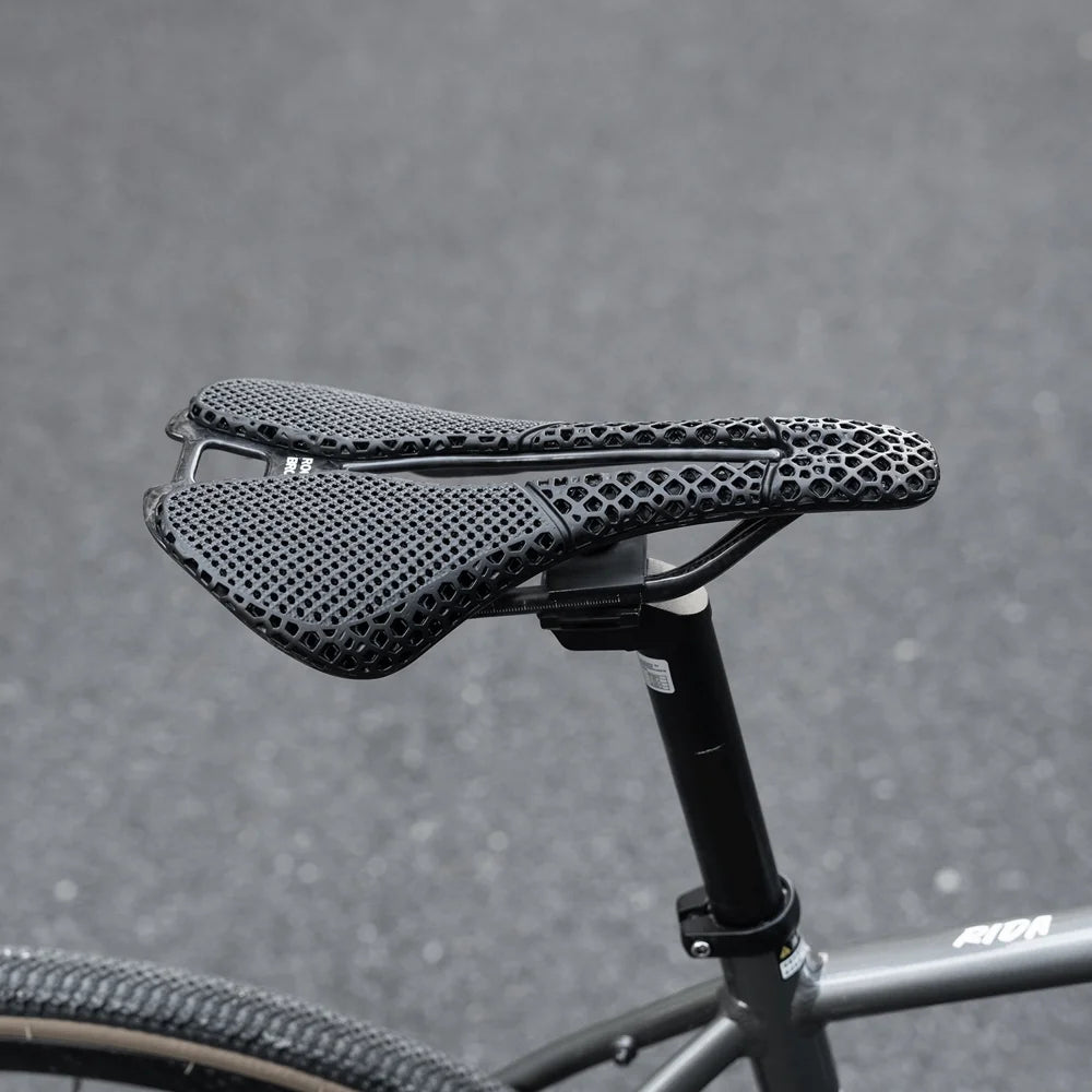 ROCKBROS 380039001 Bike Saddle 3D Printed Carbon Fiber Base Hollow Seat for Road Mountain Folding Bike - Black - 7