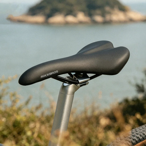 ROCKBROS 1020C Bike Saddle Shock Absorbing Seat PU Leather for MTB Road Folding Bike - Black - 2