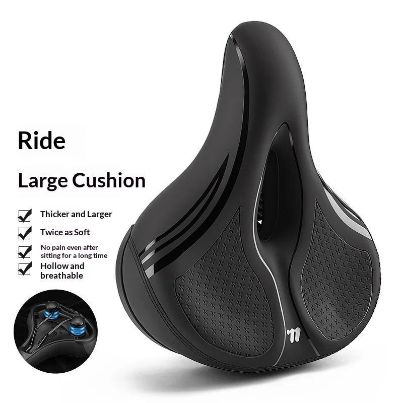 WEST BIKING YP0801269 Bicycle Saddle 7cm Thick Cushion Extra Wide Shock Absorbing Bike Seat - Black - 2