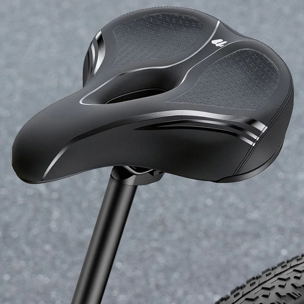 WEST BIKING YP0801269 Bicycle Saddle 7cm Thick Cushion Extra Wide Shock Absorbing Bike Seat - Black - 3