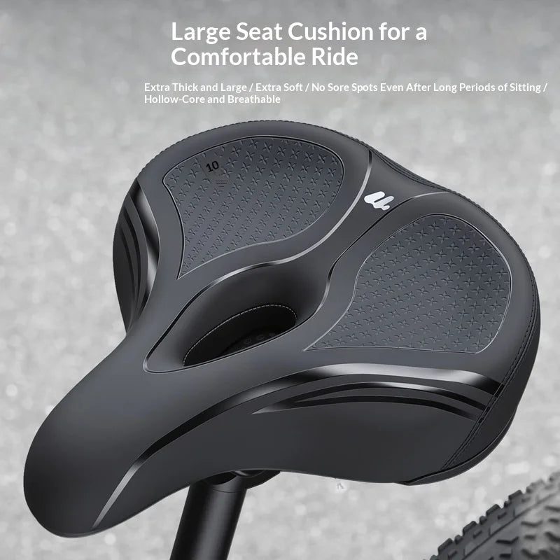 WEST BIKING YP0801269 Bicycle Saddle 7cm Thick Cushion Extra Wide Shock Absorbing Bike Seat - Black - 4
