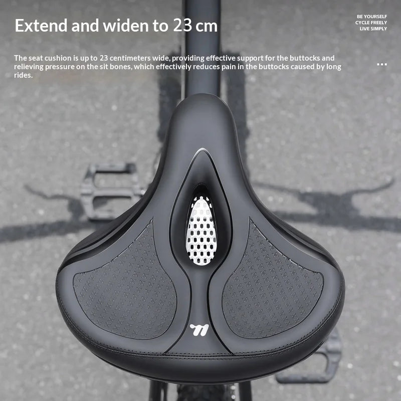 WEST BIKING YP0801269 Bicycle Saddle 7cm Thick Cushion Extra Wide Shock Absorbing Bike Seat - Black - 5