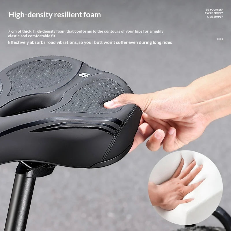WEST BIKING YP0801269 Bicycle Saddle 7cm Thick Cushion Extra Wide Shock Absorbing Bike Seat - Black - 6