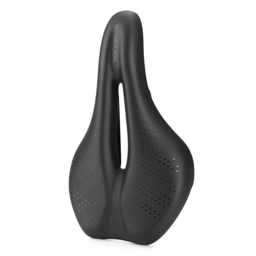 ROCKBROS 380043001 6866 Bicycle Saddle Hollow PU Leather Shock Absorbing for Road Mountain Folding Bike - Black - 1