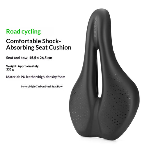 ROCKBROS 380043001 6866 Bicycle Saddle Hollow PU Leather Shock Absorbing for Road Mountain Folding Bike - Black - 2