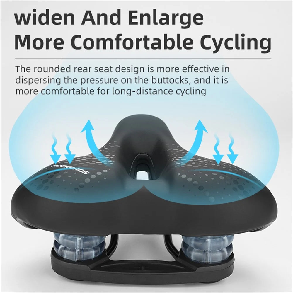 ROCKBROS 38218916002 MTB Bike Widen Saddle Seat PU Leather Shock-absorption Bicycle Cushion - 4