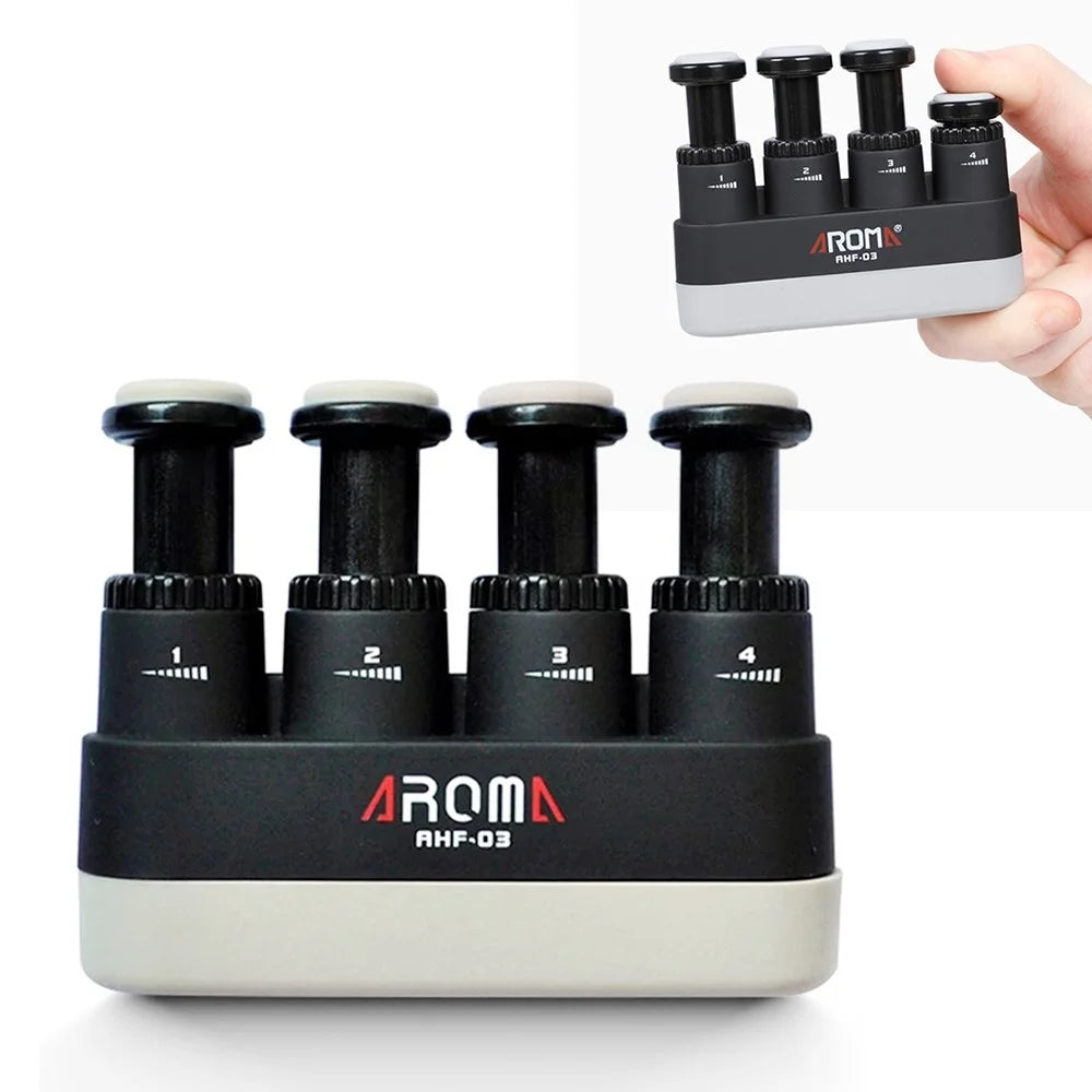 AROMA AHF-03 Adjustable Resistance Guitar Piano Practice Finger Strength Trainer Hand Grip Force Exerciser - Black - 1