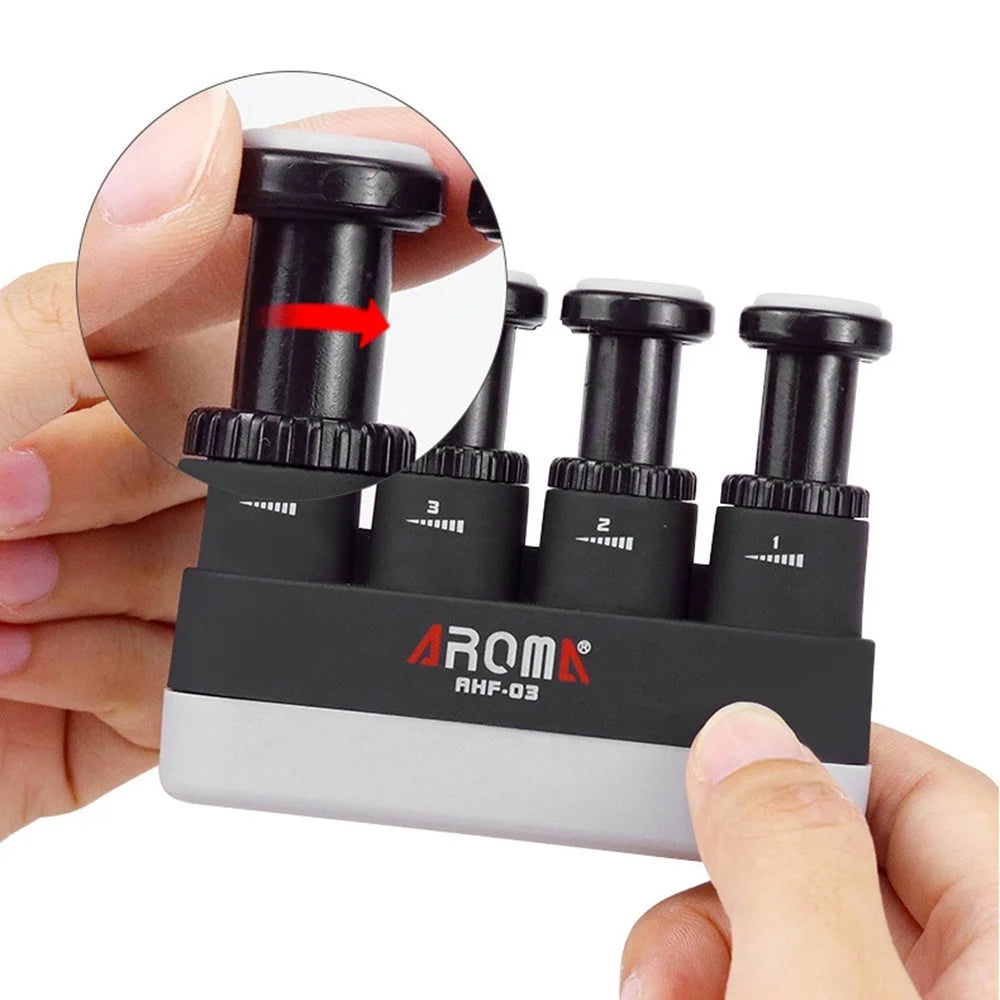 AROMA AHF-03 Adjustable Resistance Guitar Piano Practice Finger Strength Trainer Hand Grip Force Exerciser - Black - 5