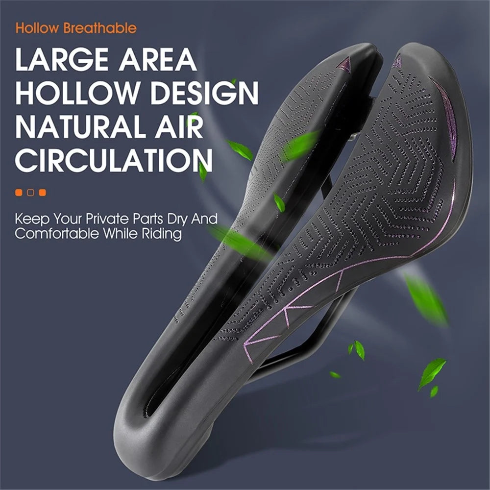 WEST BIKING YP0801136 Ultralight Road Bike Saddle Hollow Seat Cushion Waterproof Leather Cycling Saddle - Black - 4