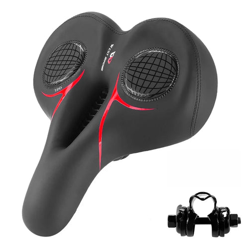WEST BIKING YP0801139 Bike Widened Silicone Cushion Waterproof Bicycle Seat for Men Women Shock Absorbing Foam Bicycle Saddle for MTB, Road Bikes - Red - 1