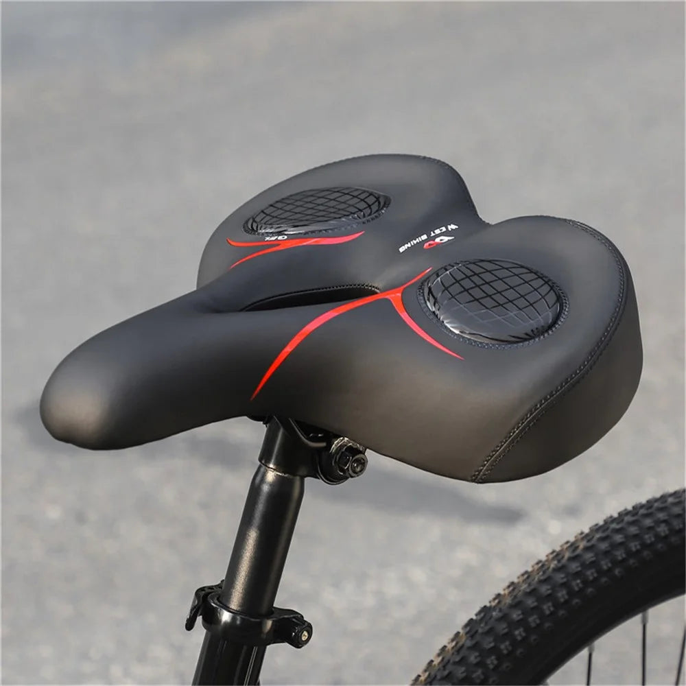 WEST BIKING YP0801139 Bike Widened Silicone Cushion Waterproof Bicycle Seat for Men Women Shock Absorbing Foam Bicycle Saddle for MTB, Road Bikes - Red - 2