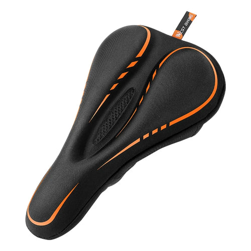 WEST BIKING YP0801143 Bike Cycling Saddle Thicken Breathable Shock-absorption Bicycle Seat Cushion with Rainproof Cover - Orange - 1