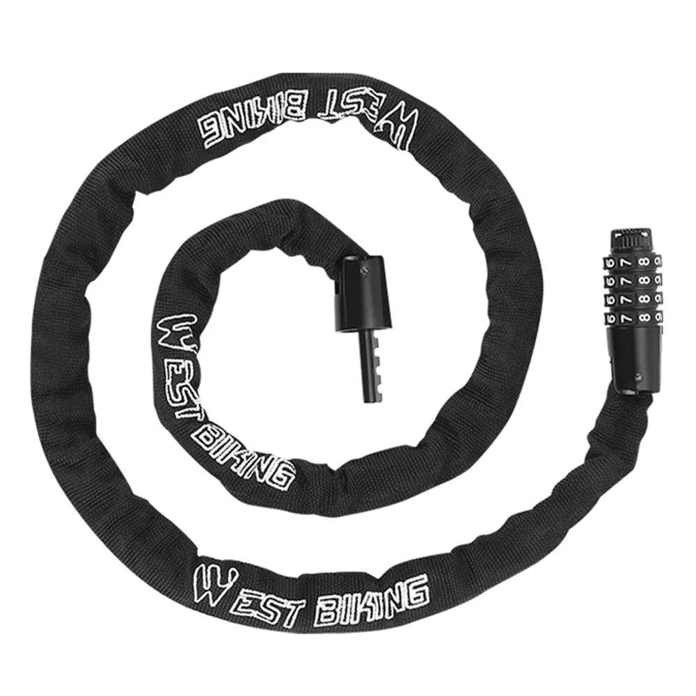 WEST BIKING YP0705089 1.15m Combination Bike Chain Lock Anti-theft 4 Code Safety Heavy Duty Alloy Bicycle Chain Lock - 1