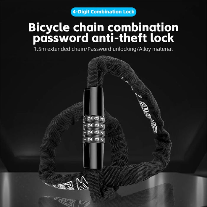 WEST BIKING YP0705089 1.15m Combination Bike Chain Lock Anti-theft 4 Code Safety Heavy Duty Alloy Bicycle Chain Lock - 2