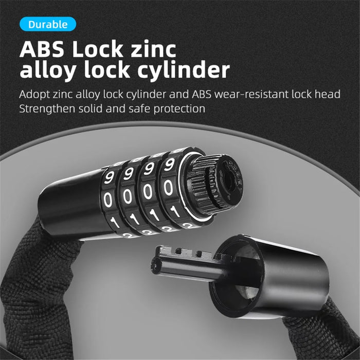 WEST BIKING YP0705089 1.15m Combination Bike Chain Lock Anti-theft 4 Code Safety Heavy Duty Alloy Bicycle Chain Lock - 5