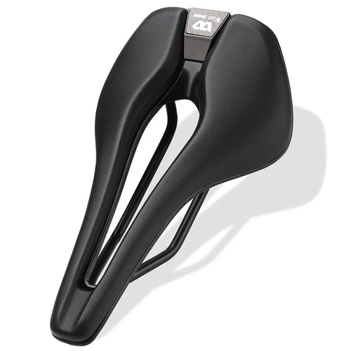 WEST BIKING YP0801170 Bike Cycling Short Nose Saddle Hollow Breathable PU Leather Bicycle Seat - Black - 1