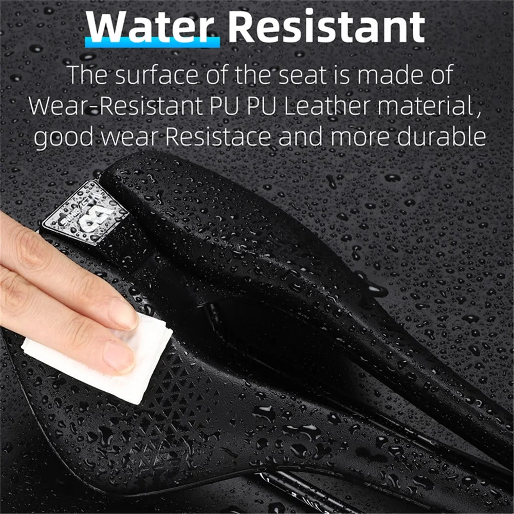 WEST BIKING YP0801170 Bike Cycling Short Nose Saddle Hollow Breathable PU Leather Bicycle Seat - Black - 5