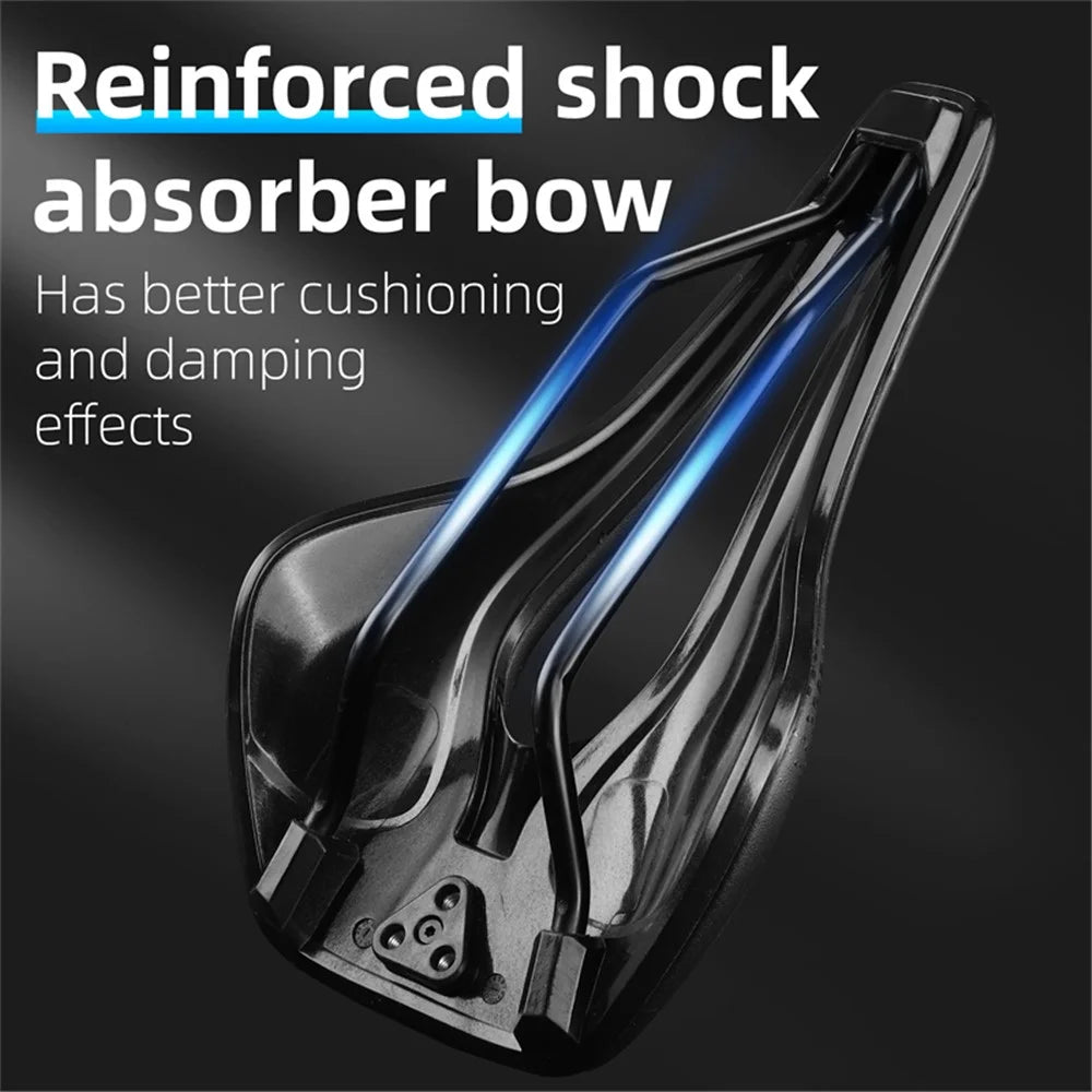 WEST BIKING YP0801170 Bike Cycling Short Nose Saddle Hollow Breathable PU Leather Bicycle Seat - Black - 7