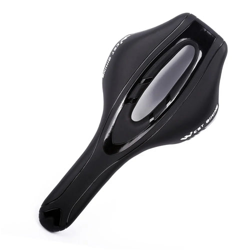 WEST BIKING YP0801072 PU Leather Bike Saddle Breathable Hollow Shock-absorption Bicycle Seat Cushion - Black - 1