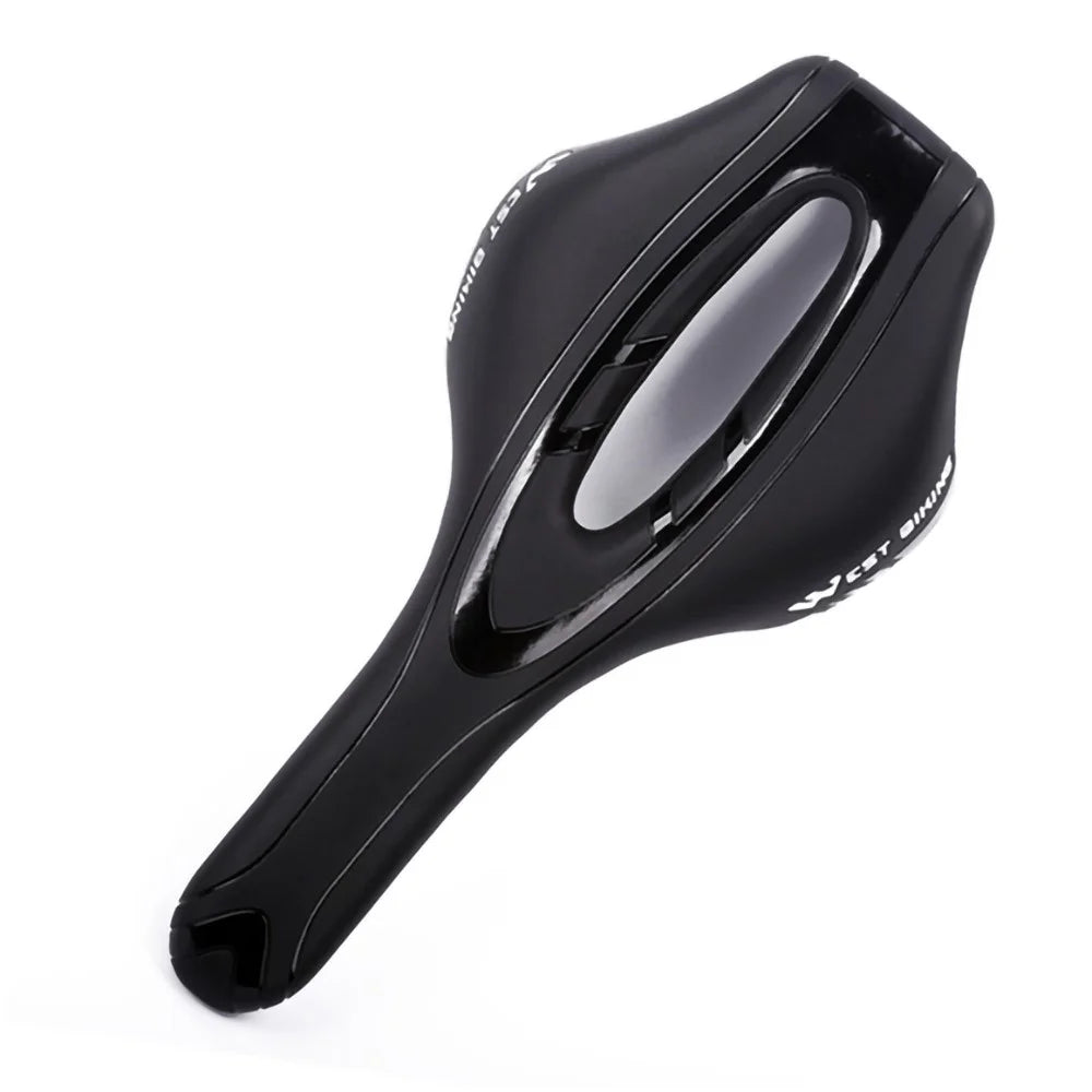 WEST BIKING YP0801072 PU Leather Bike Saddle Breathable Hollow Shock-absorption Bicycle Seat Cushion - Black - 1