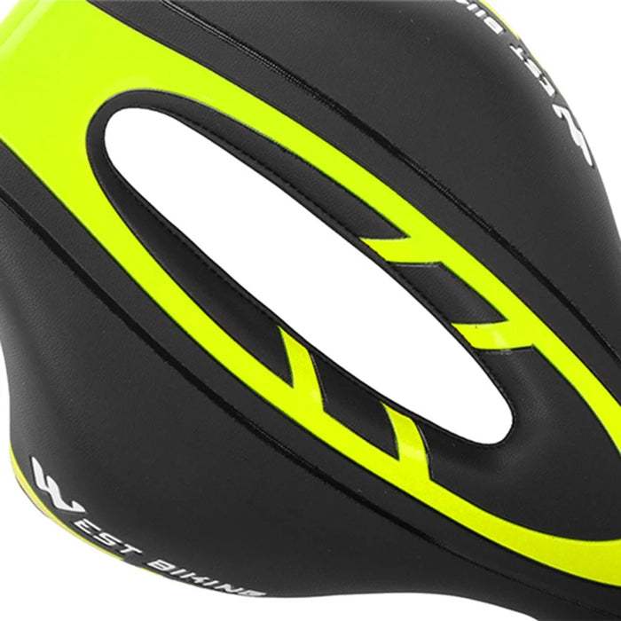 WEST BIKING YP0801072 PU Leather Bike Saddle Breathable Hollow Shock-absorption Bicycle Seat Cushion - Black - 2