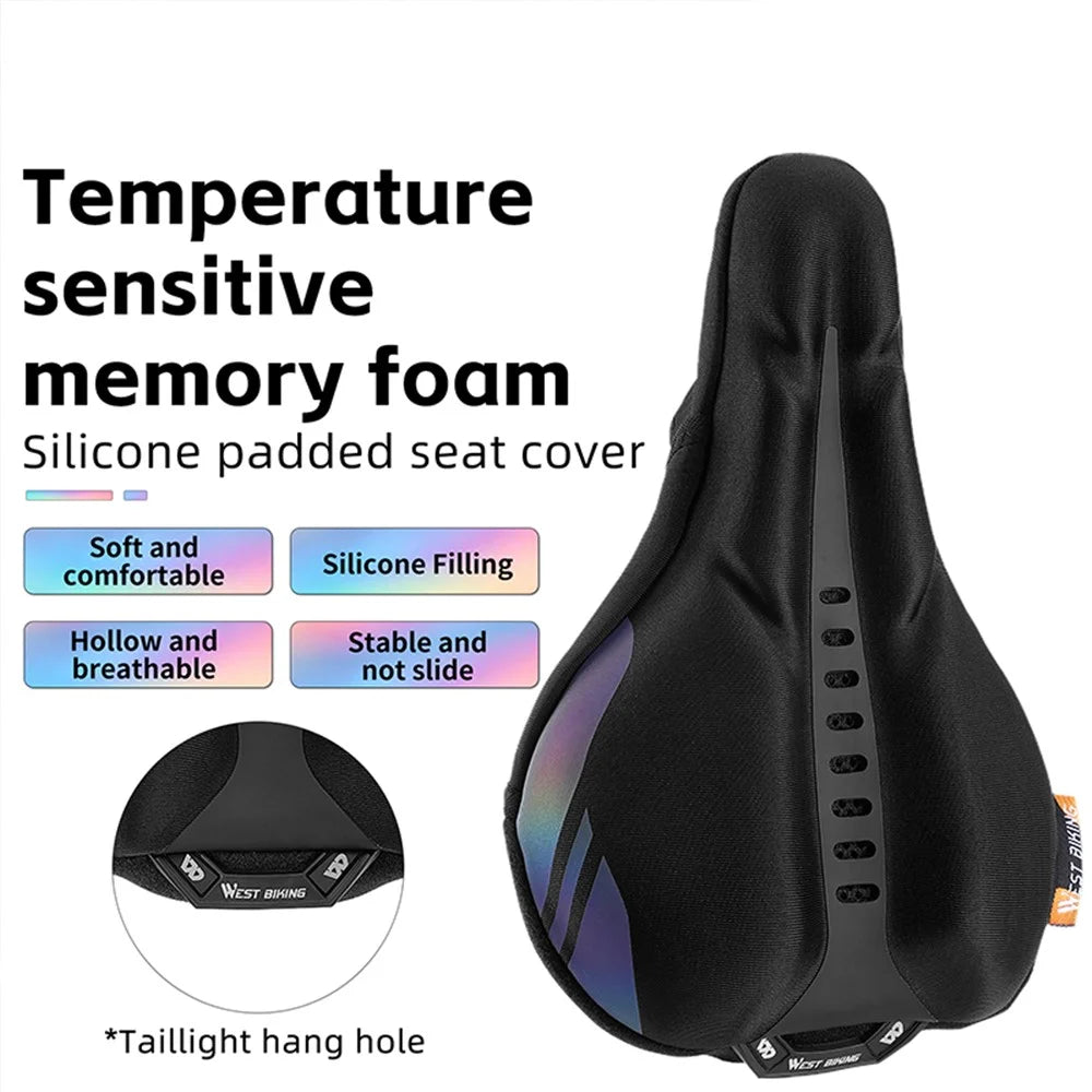 WEST BIKING YP0801177-178 Bike Cycling Saddle Cover Breathable Shock-absorption Memory Foam Bicycle Seat Cushion - Black Colorful - 2