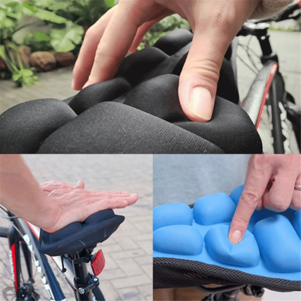 BC-203 1.0 Bicycle Inflatable Airbag Cushion Seat Cover Folding Soft Bike Seat Cover with Pump, Size: M - Black - 4