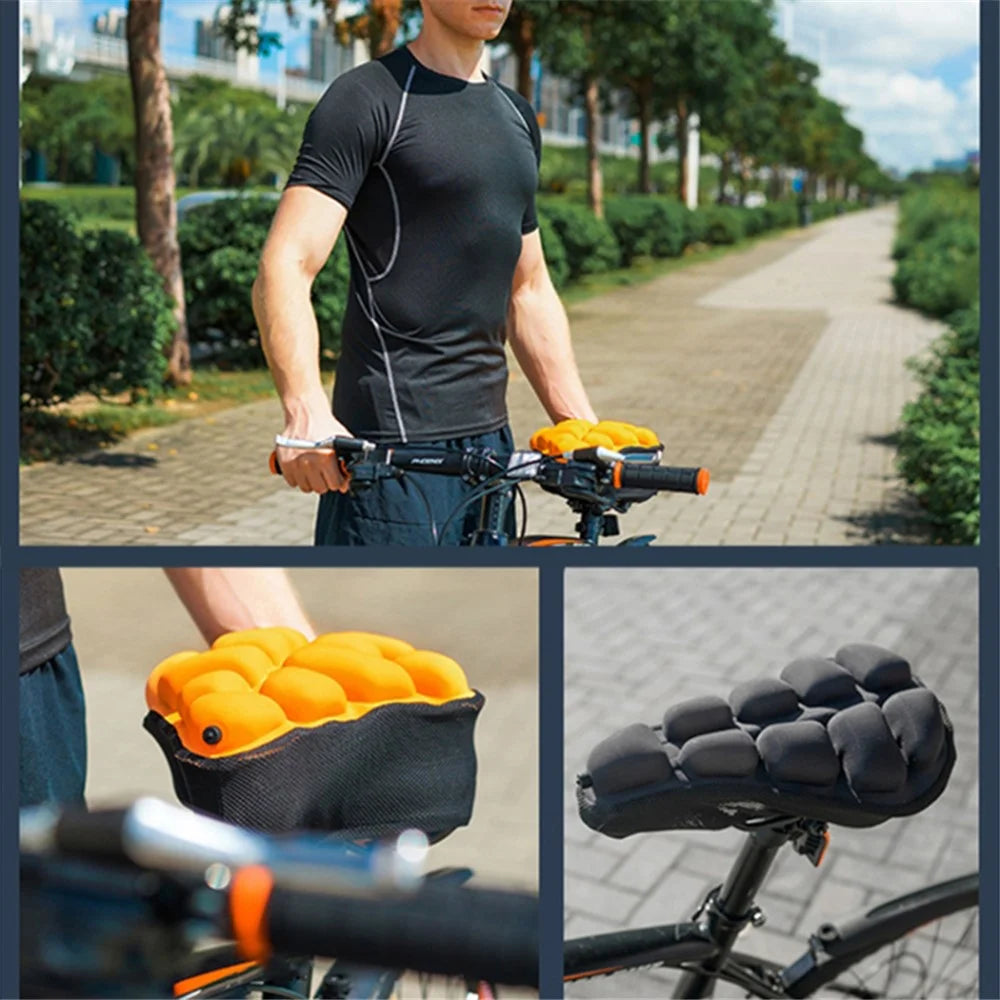 BC-203 1.0 Bicycle Inflatable Airbag Cushion Seat Cover Folding Soft Bike Seat Cover with Pump, Size: M - Black - 6