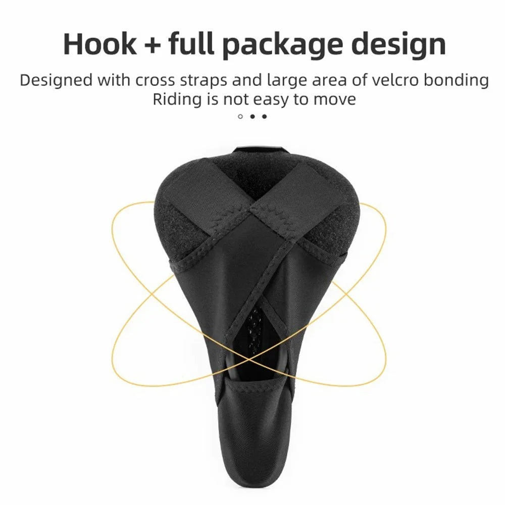 ROCKBROS Bike Saddle Cover Memory Foam + Liquid Silicone Thicken Bicycle Seat Cushion with Dual Tail Light - 4