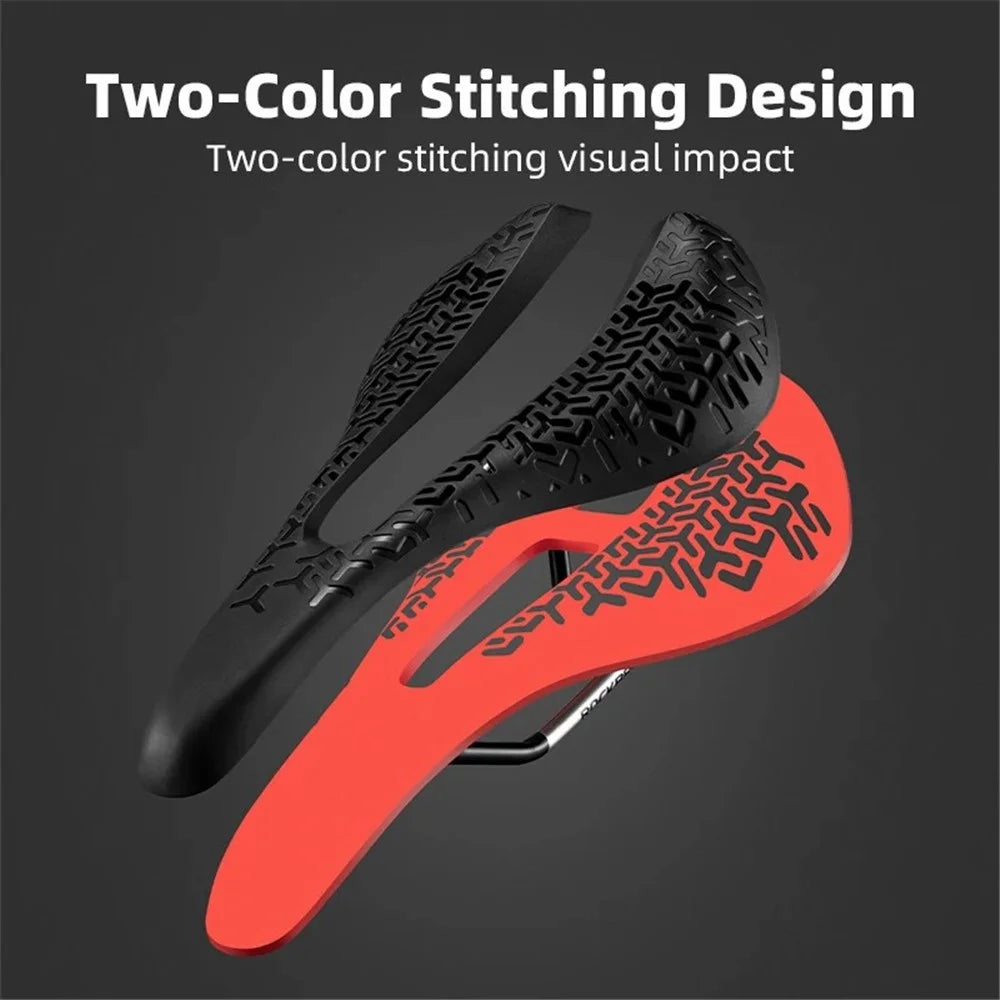 ROCKBROS LF0144 Bike Cycling TPEE+PA66 Saddle Breathable Bicycle Seat Cushion - Black+Red - 2