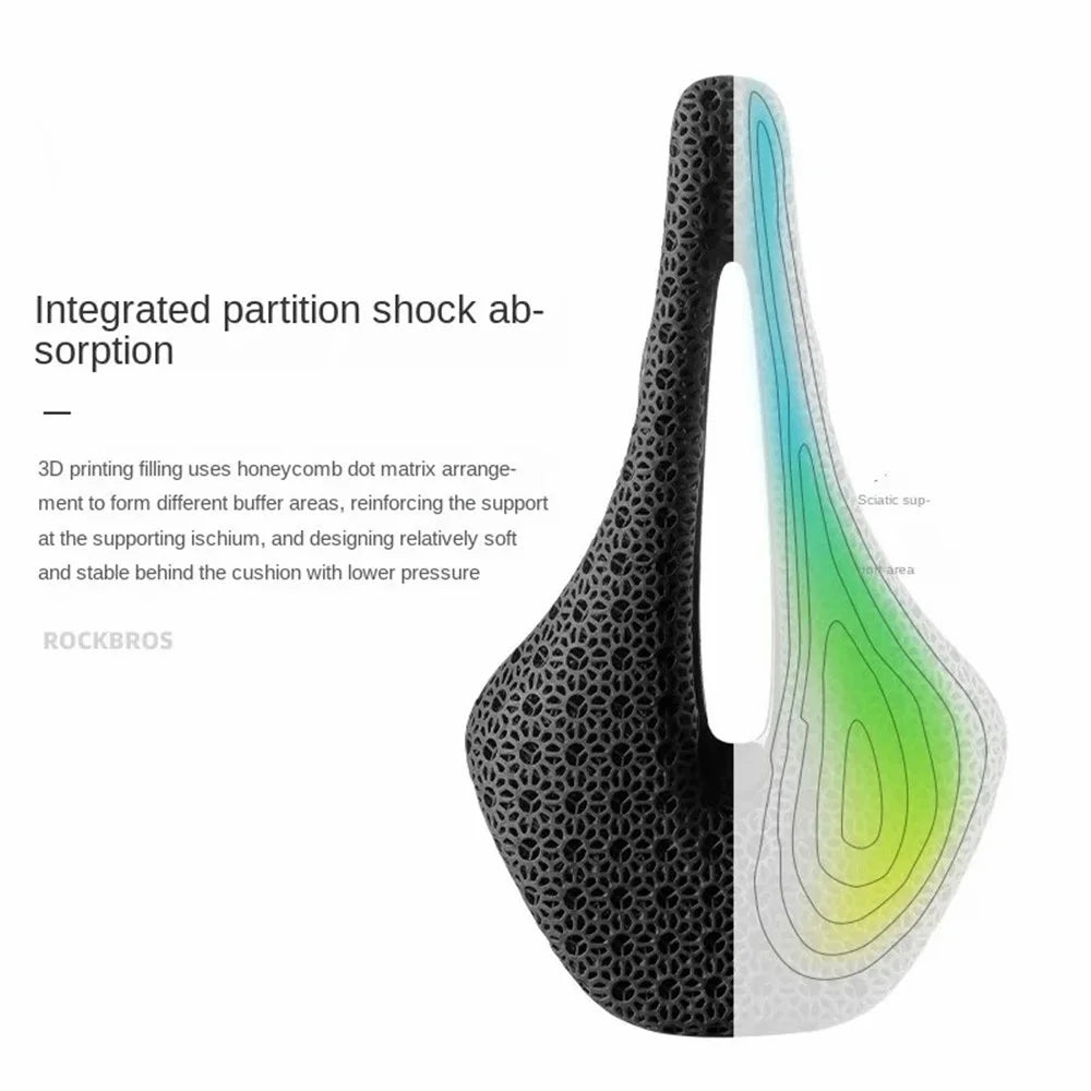 ROCKBROS 3D Printing Bike Saddle Polyurethane+Carbon Fiber Breathable Bicycle Seat Cushion - Snowflake - 2