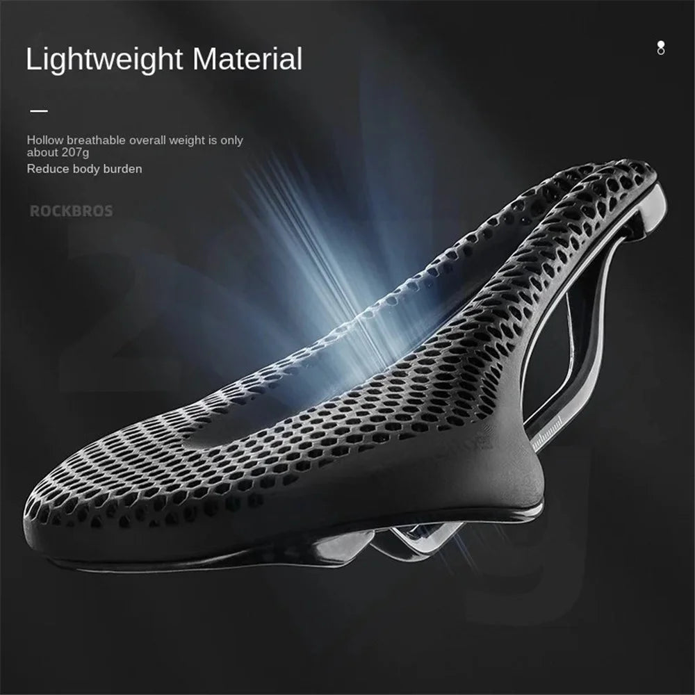 ROCKBROS 3D Printing Bike Saddle Polyurethane+Carbon Fiber Breathable Bicycle Seat Cushion - Snowflake - 3