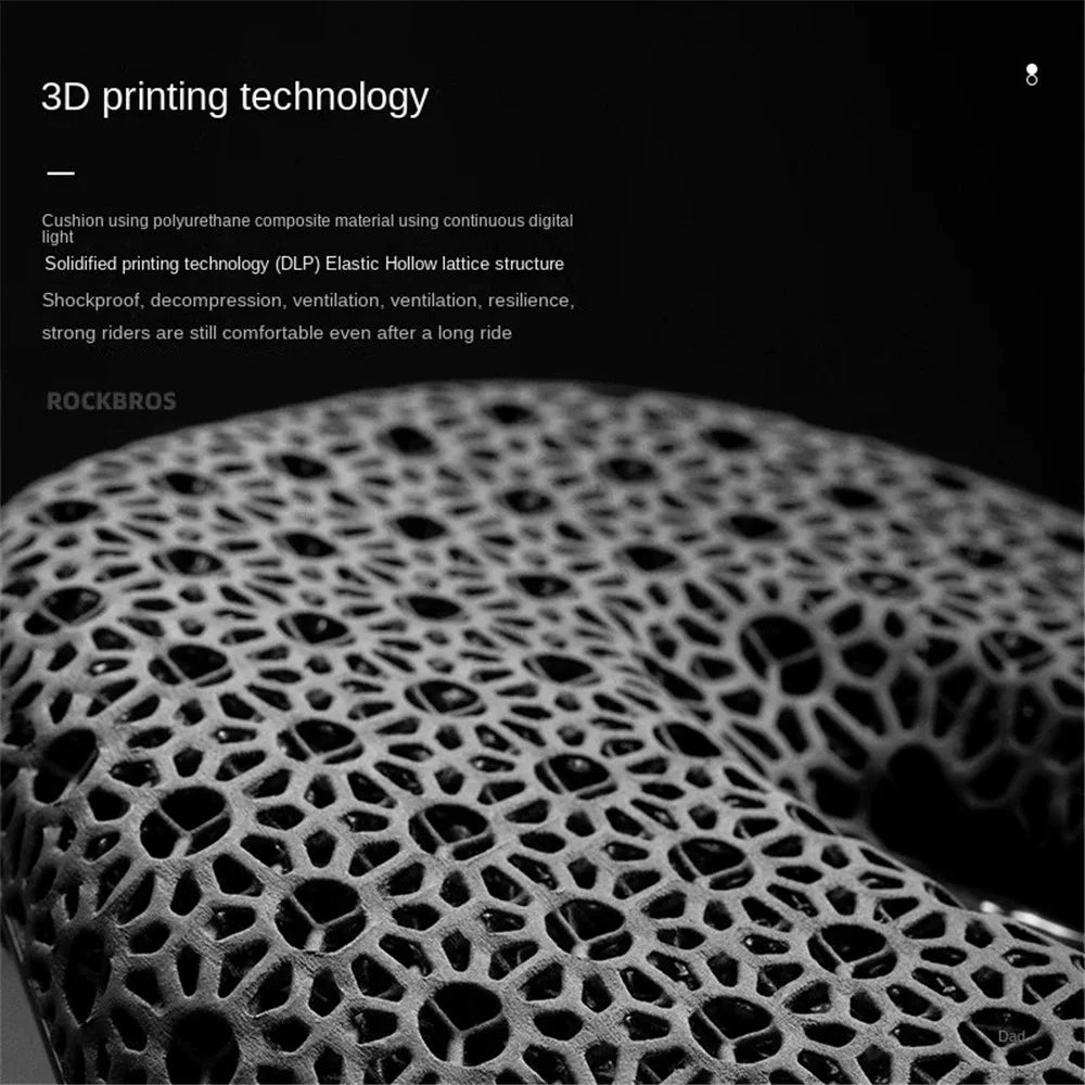 ROCKBROS 3D Printing Bike Saddle Polyurethane+Carbon Fiber Breathable Bicycle Seat Cushion - Snowflake - 5