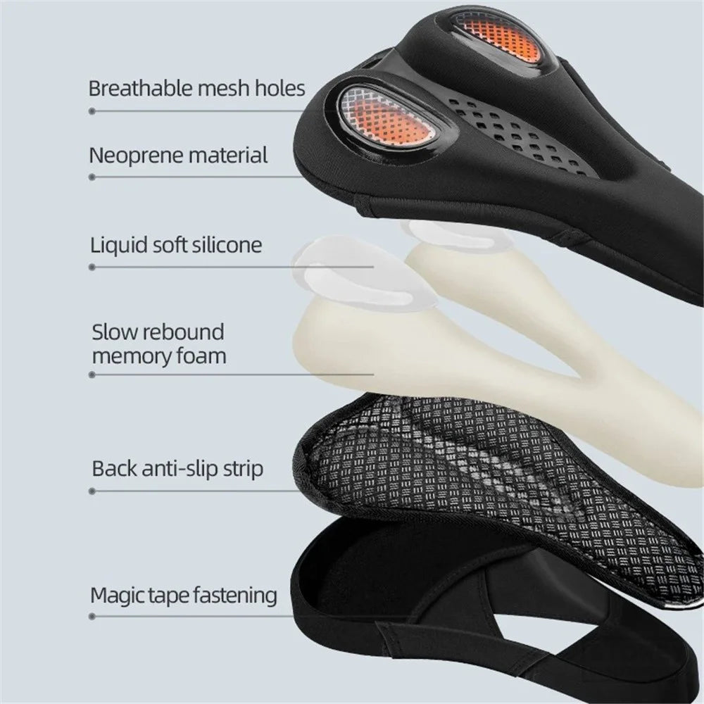 ROCKBROS G00 Bike Saddle Cover Thicken Silicone Breathable Shock-absorption Bicycle Seat Cushion - 5