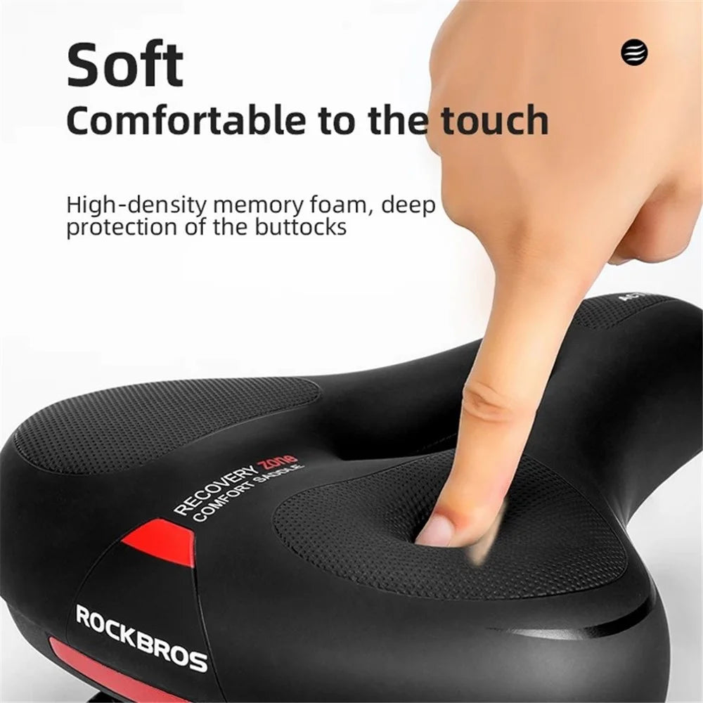 ROCKBROS AQ-6090 PU Leather+Memory Foam Bike Seat Saddle Breathable Bicycle Seat Cushion - Red - 4