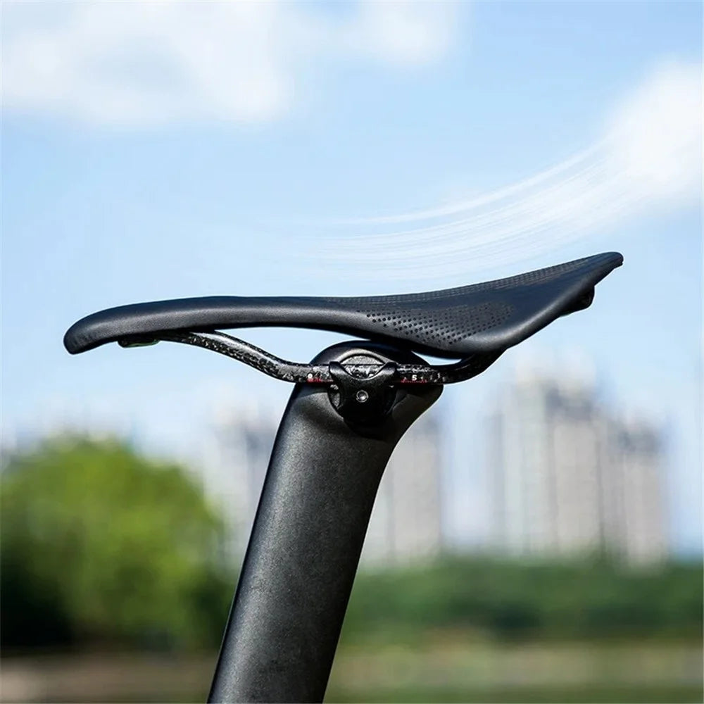 ROCKBROS Microfiber Leather+Carbon Fiber Bike Seat Saddle Breathable Bicycle Seat Cushion - 152mm - 6